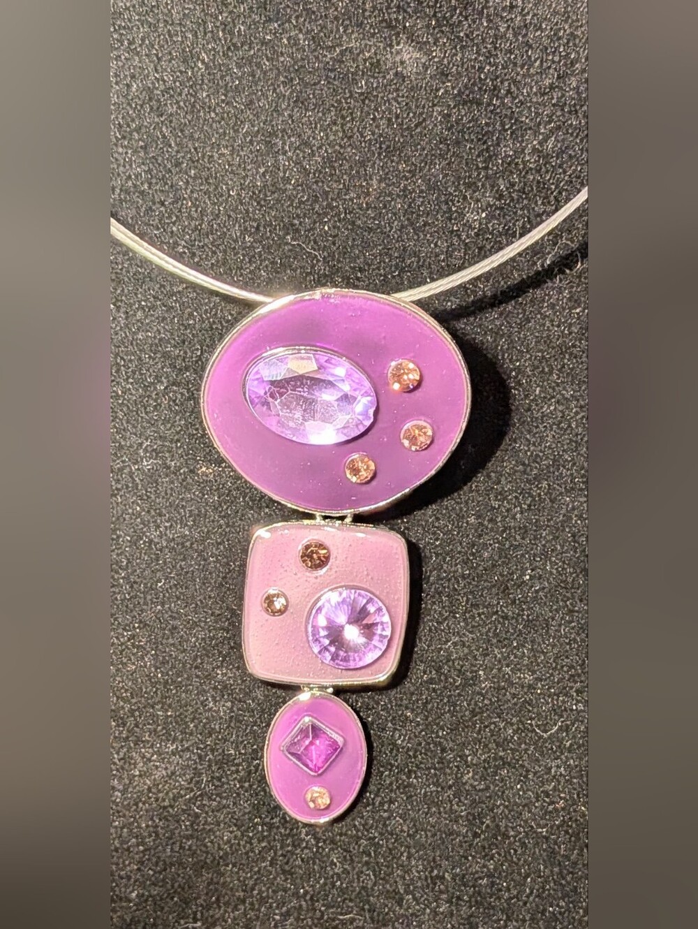 Purple Multi-Disc Crystal Pendant Necklace - Women Jewelry